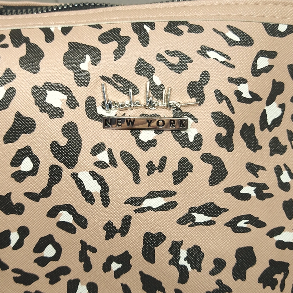 Nicole Miller leopard skin cosmetic bag